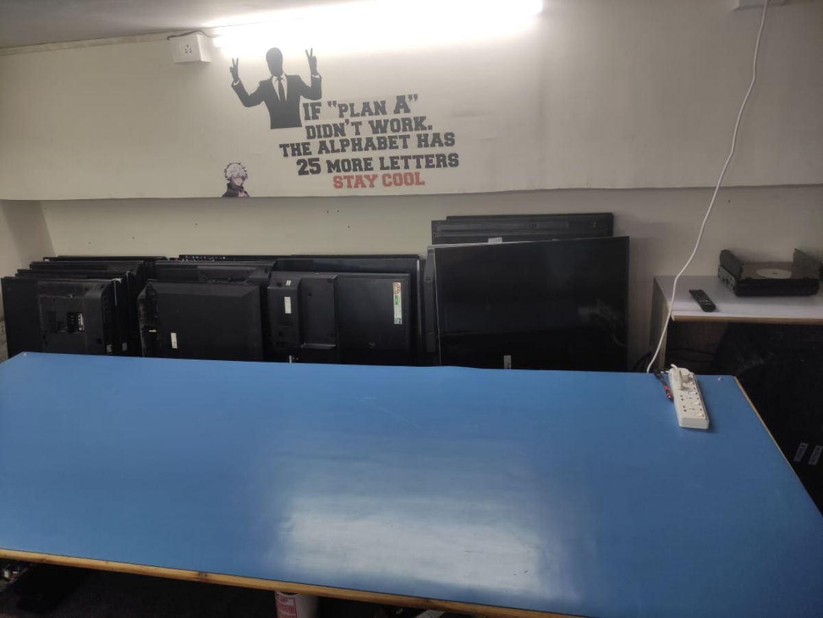 TVs in for repair at the workshop